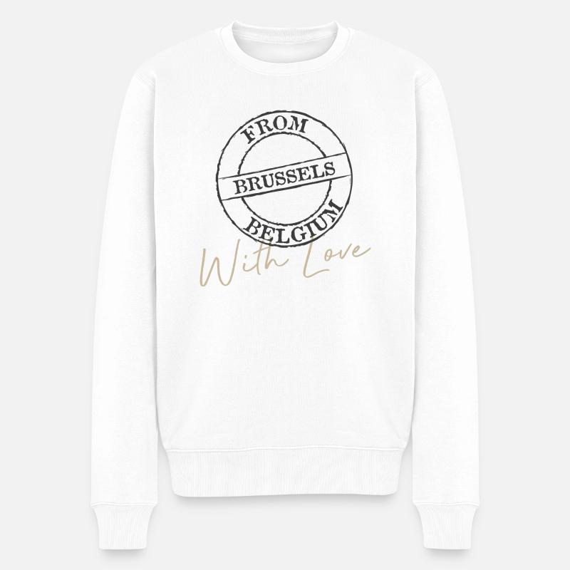 Brüssel mit Liebe - Männer Premium Bio Pullover - Weiß