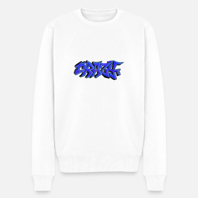 Crazy Graffiti - Männer Premium Bio Pullover - Weiß