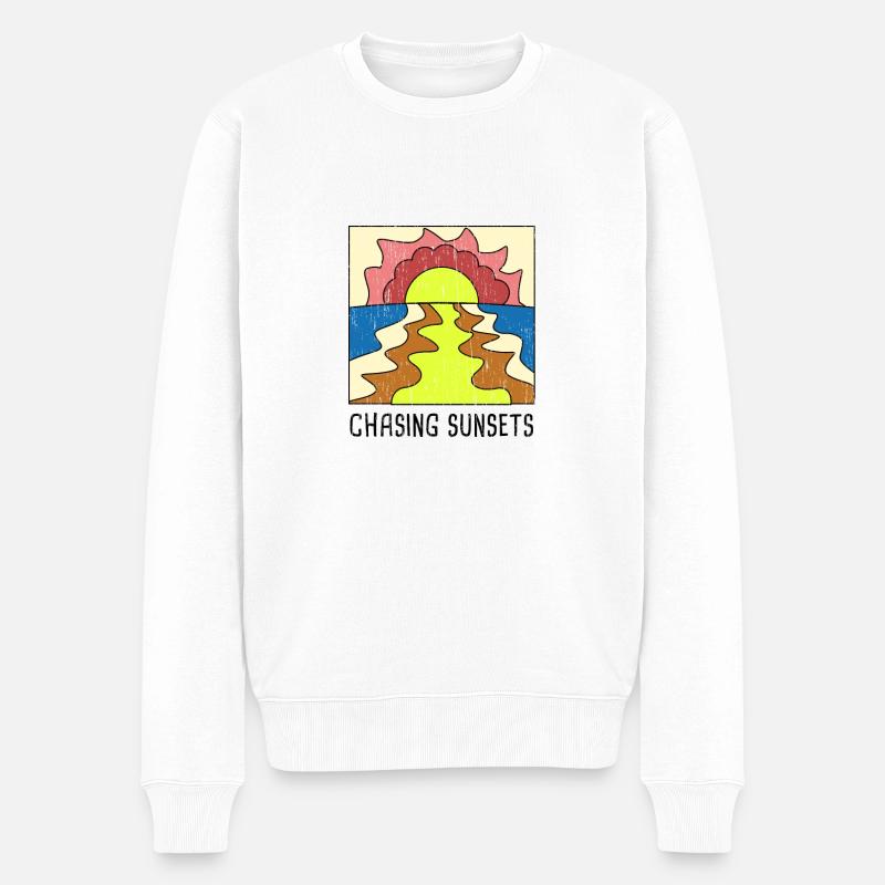Chasing Sunsets - Männer Premium Bio Pullover - Weiß