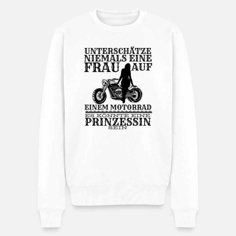 Motorrad Prinzessin - Männer Premium Bio Pullover - Weiß