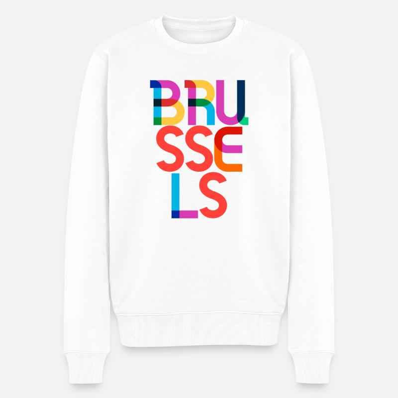Bruxelles Belgique Pop Art Lettres - Pull Premium bio Homme - blanc