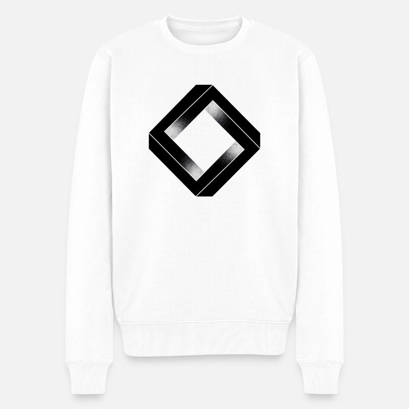 Schwarzes Quadrat unmöglich - Männer Premium Bio Pullover - Weiß