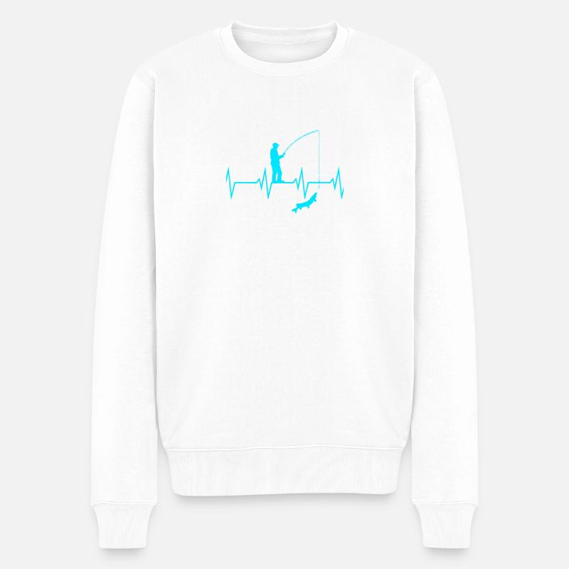 Angel Herzschlag - Männer Premium Bio Pullover - Weiß