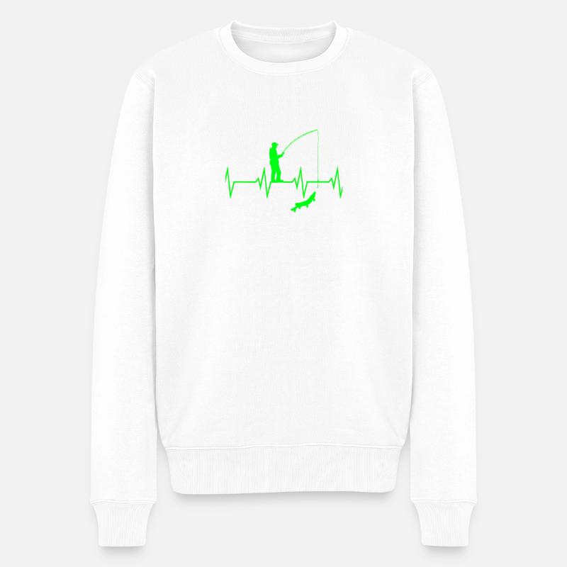 Angel Herzschlag - Männer Premium Bio Pullover - Weiß