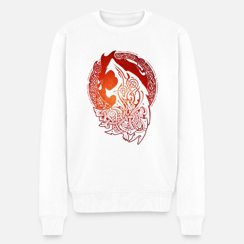 Fenrir Wolf - Celtic - Fenris - Männer Premium Bio Pullover - Weiß