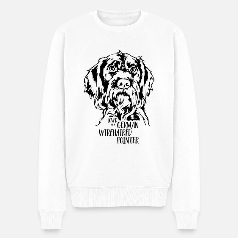 Loved by a German Wirehaired Pointer Wilsigns - Männer Premium Bio Pullover - Weiß