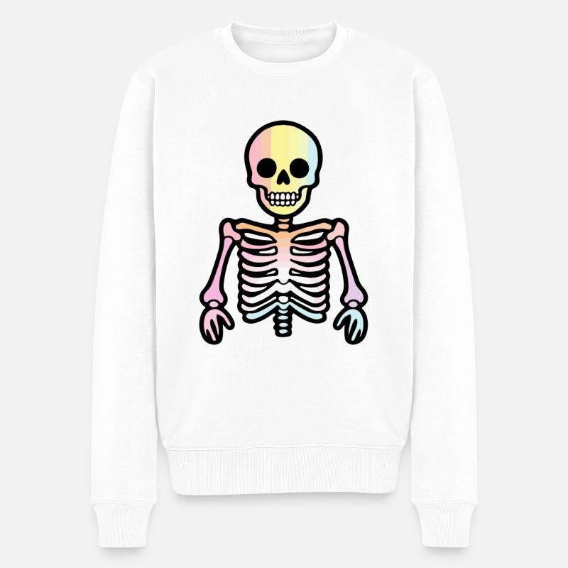 Skelett Halloween Witzig - Männer Premium Bio Pullover - Weiß