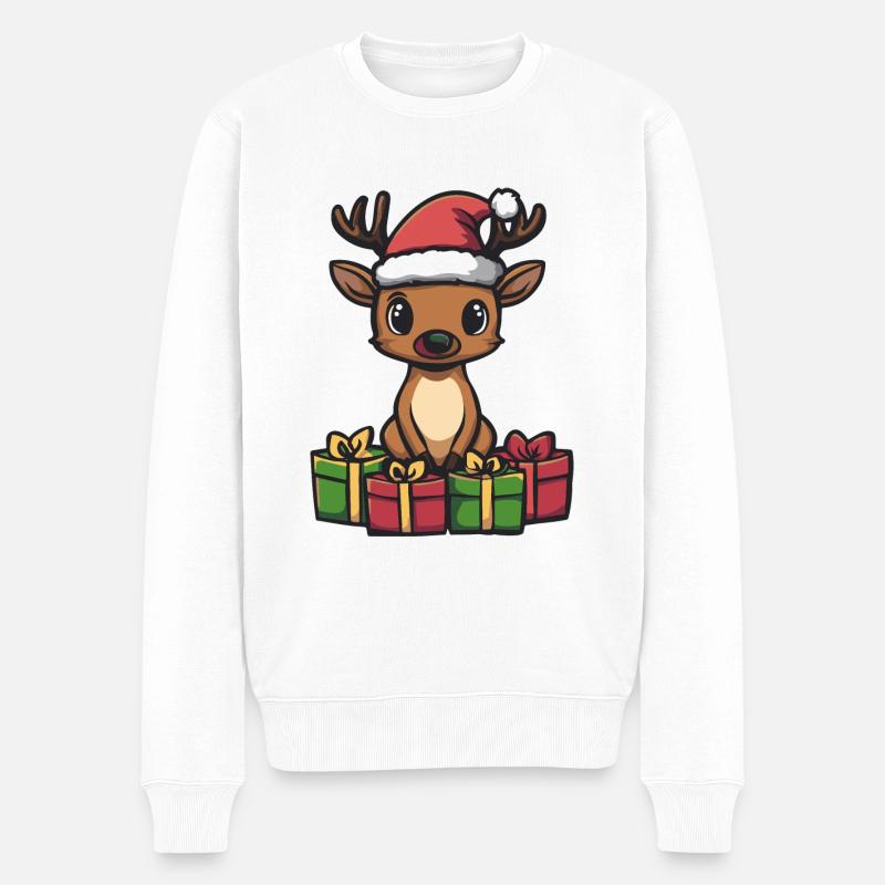 Cadeaux de Noël cerf - Pull Premium bio Homme - blanc