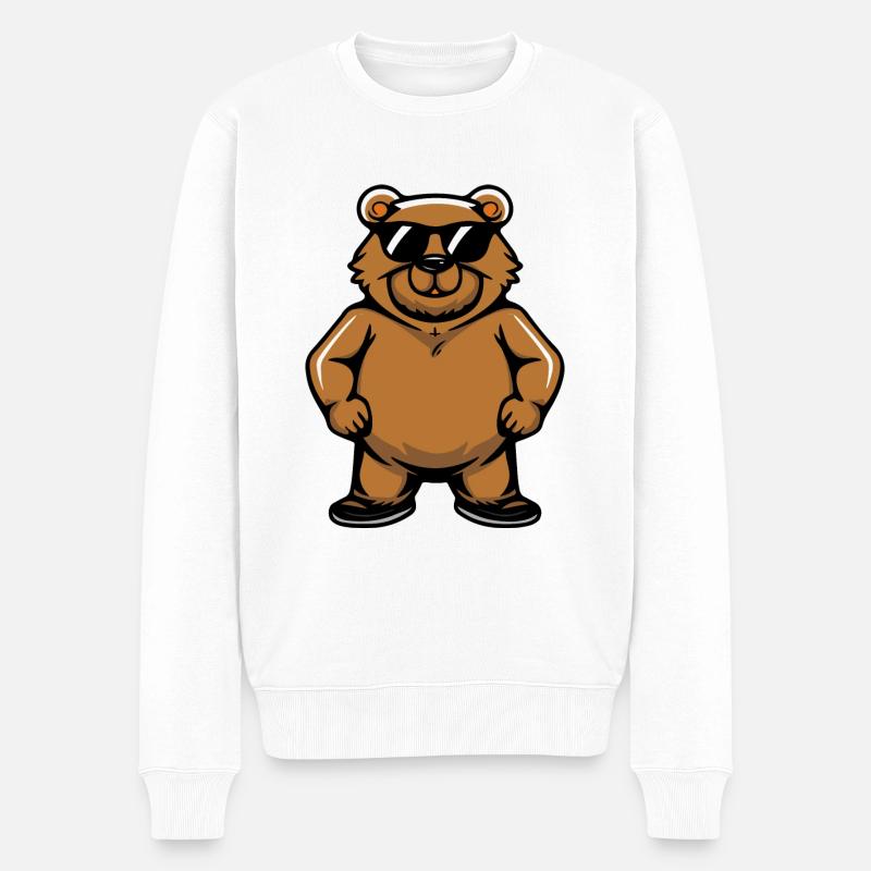 Bär Tier - Männer Premium Bio Pullover - Weiß