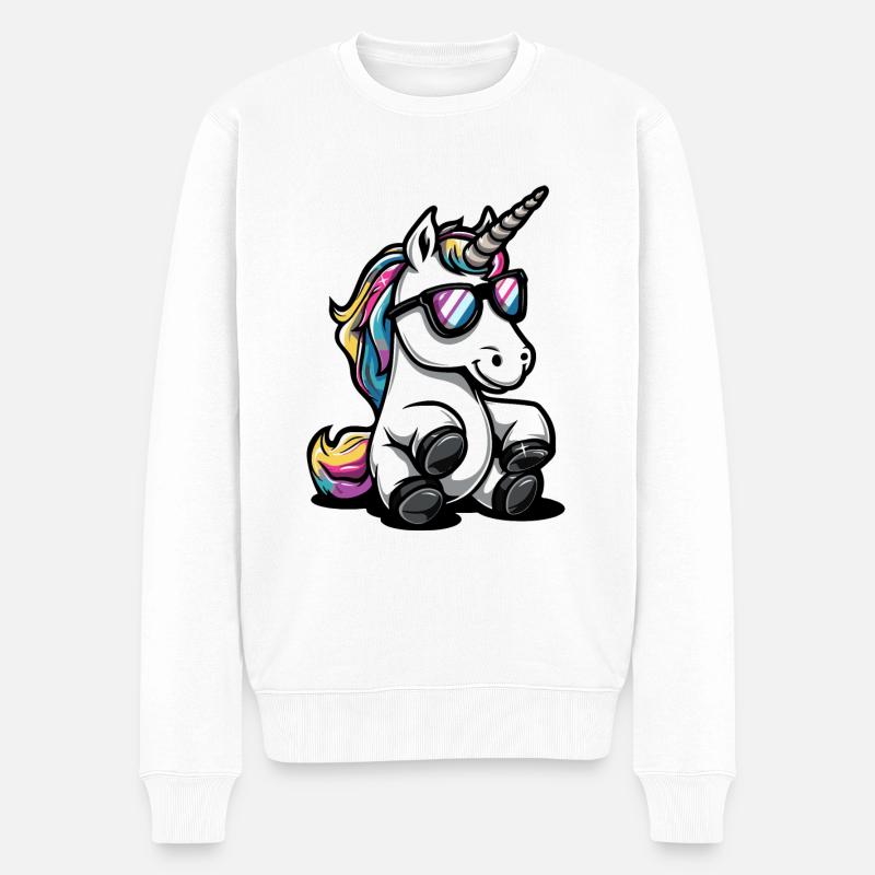 Einhorn Tier - Männer Premium Bio Pullover - Weiß