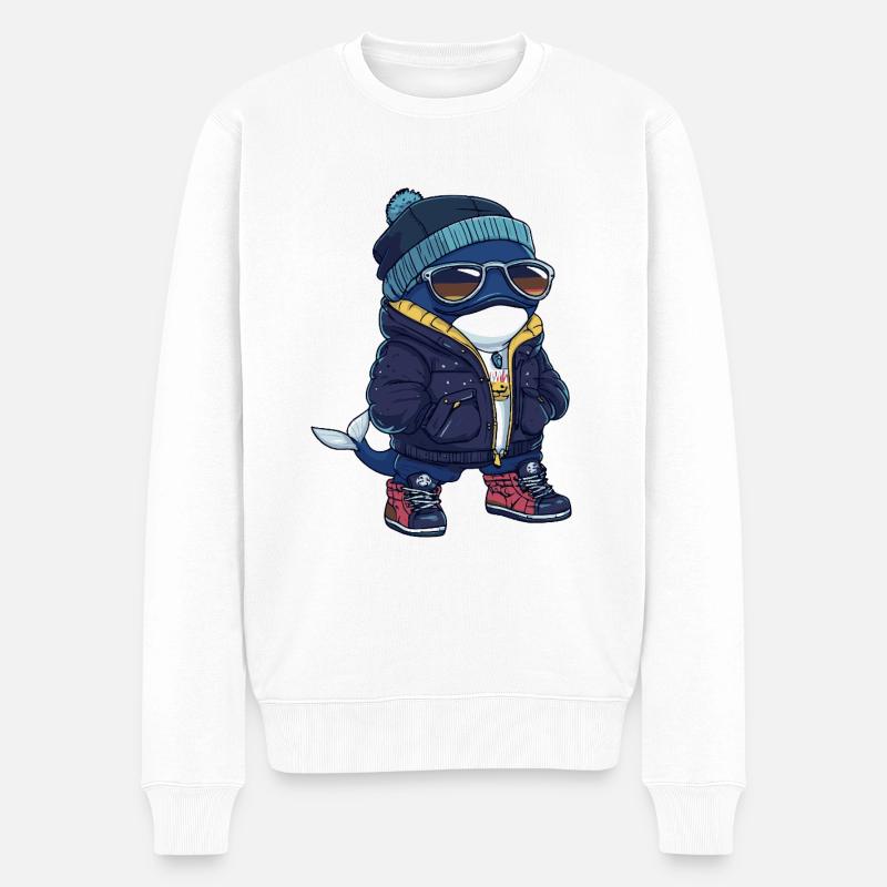 Baleine Cool Bande Dessinée - Pull Premium bio Homme - blanc