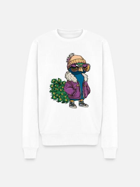 Peacock Bird Cool Comic - Men's Premium Organic Jumper - white