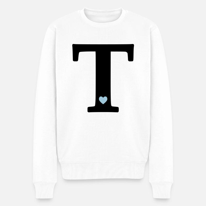 Lettre T Lettre initiale - Pull Premium bio Homme - blanc
