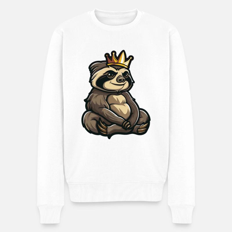 Sloth Comic Crown - Men's Premium Organic Jumper - white