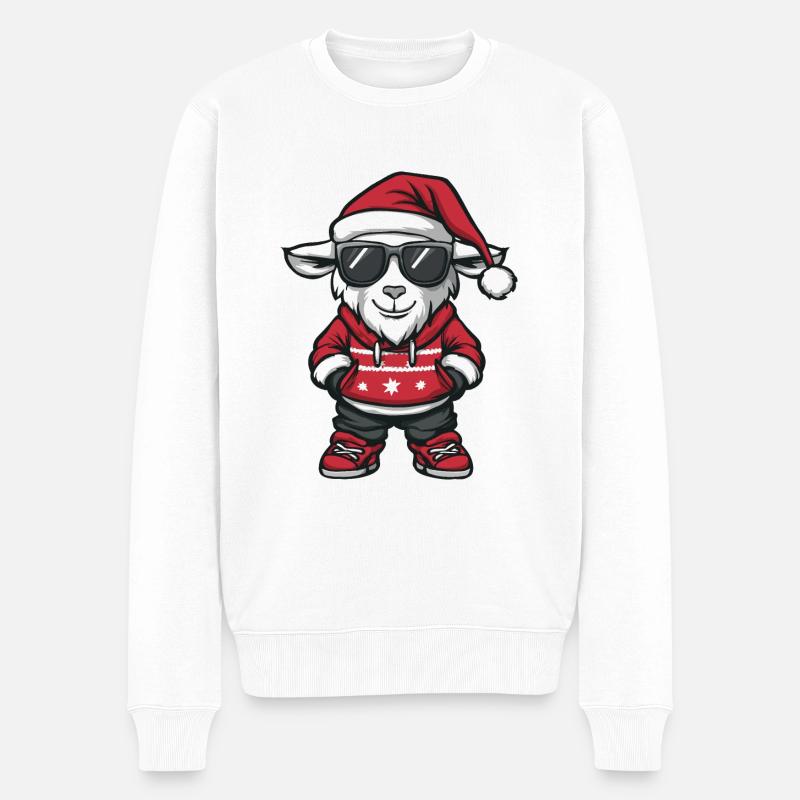 Ziege Weihnachten X-Mas - Männer Premium Bio Pullover - Weiß