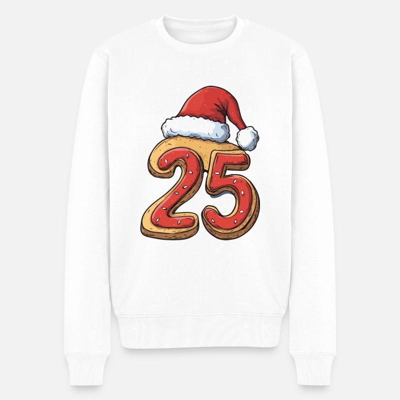 25 Zahl Weihnachten - Männer Premium Bio Pullover - Weiß