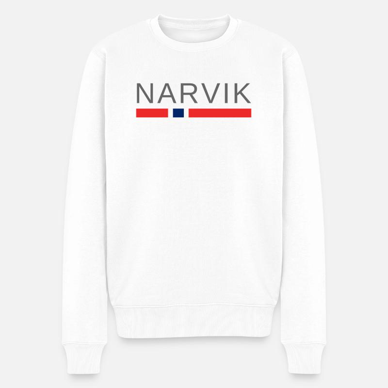 Narvik Norwegen - Männer Premium Bio Pullover - Weiß