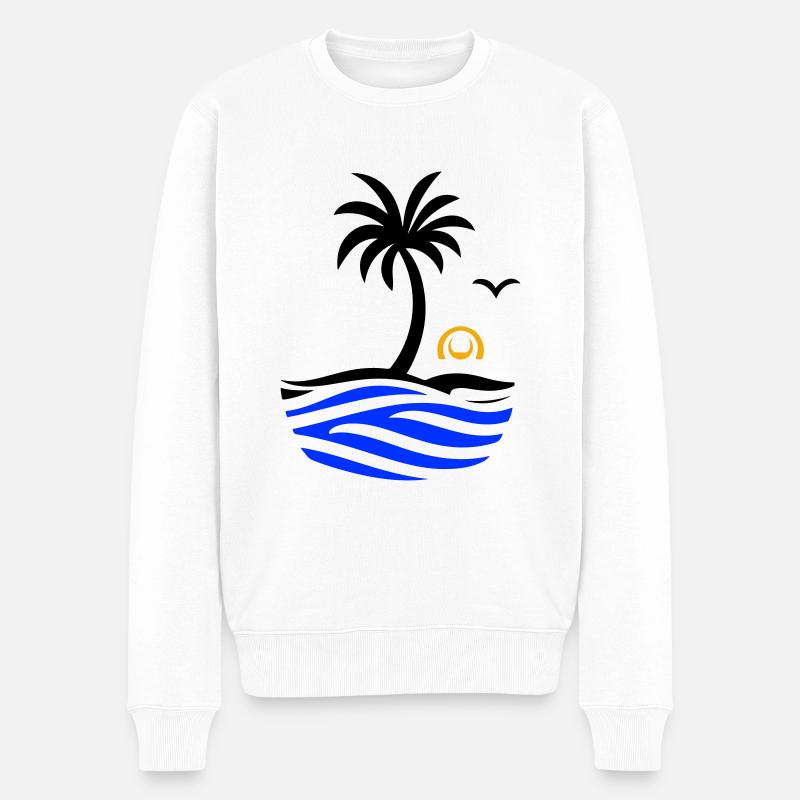 Ozean Palme Sommer - Männer Premium Bio Pullover - Weiß