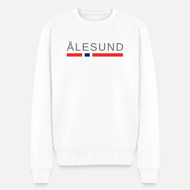 Alesund Norwegen - Männer Premium Bio Pullover - Weiß