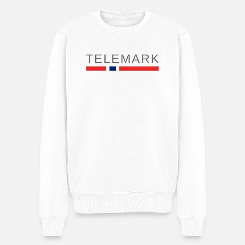Telemark Norwegen - Männer Premium Bio Pullover - Weiß