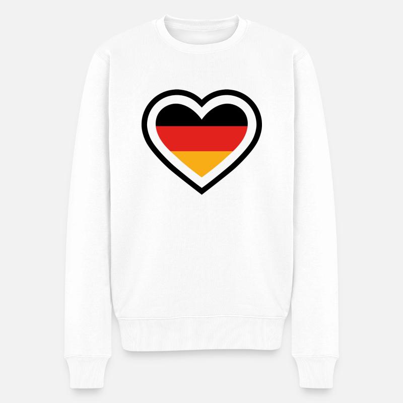 Deutsche Sport Mannschaften - Herz - Männer Premium Bio Pullover - Weiß