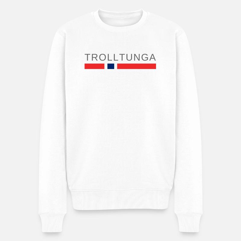 Trolltunga Norwegen - Männer Premium Bio Pullover - Weiß