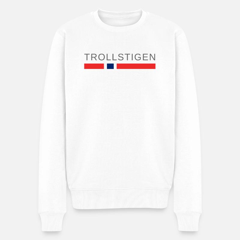 Trollstigen Norwegen - Männer Premium Bio Pullover - Weiß