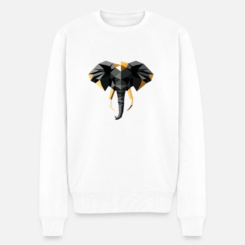 Elephant Low Poly Design - Pull Premium bio Homme - blanc