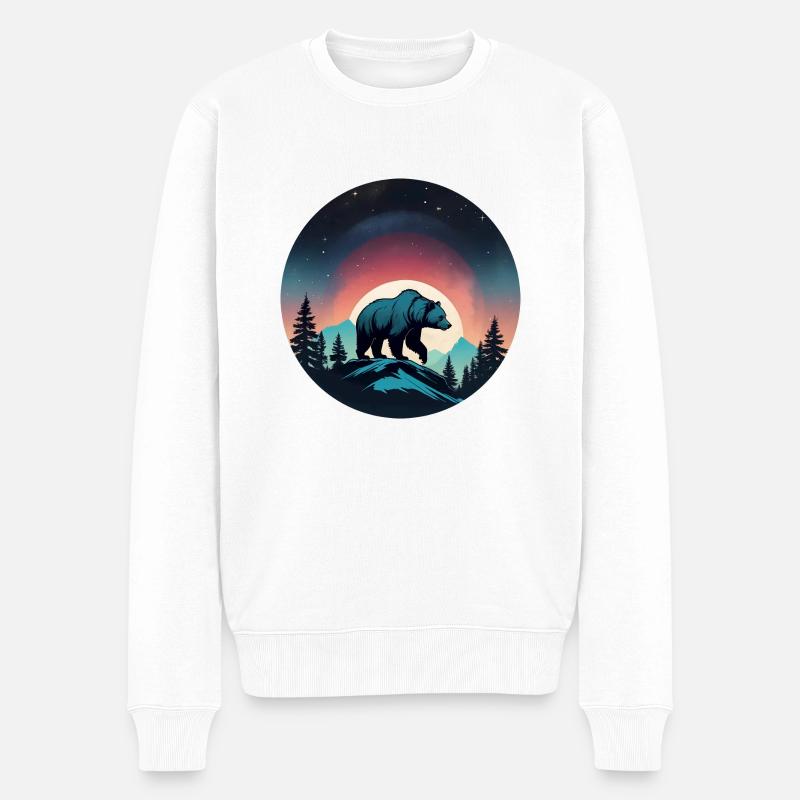 Grizzlybär Kodiakbär Braunbär Silhouette - Männer Premium Bio Pullover - Weiß