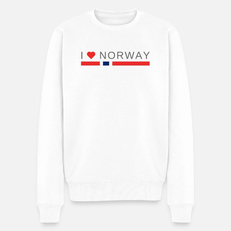 Ich liebe Norwegen - Männer Premium Bio Pullover - Weiß