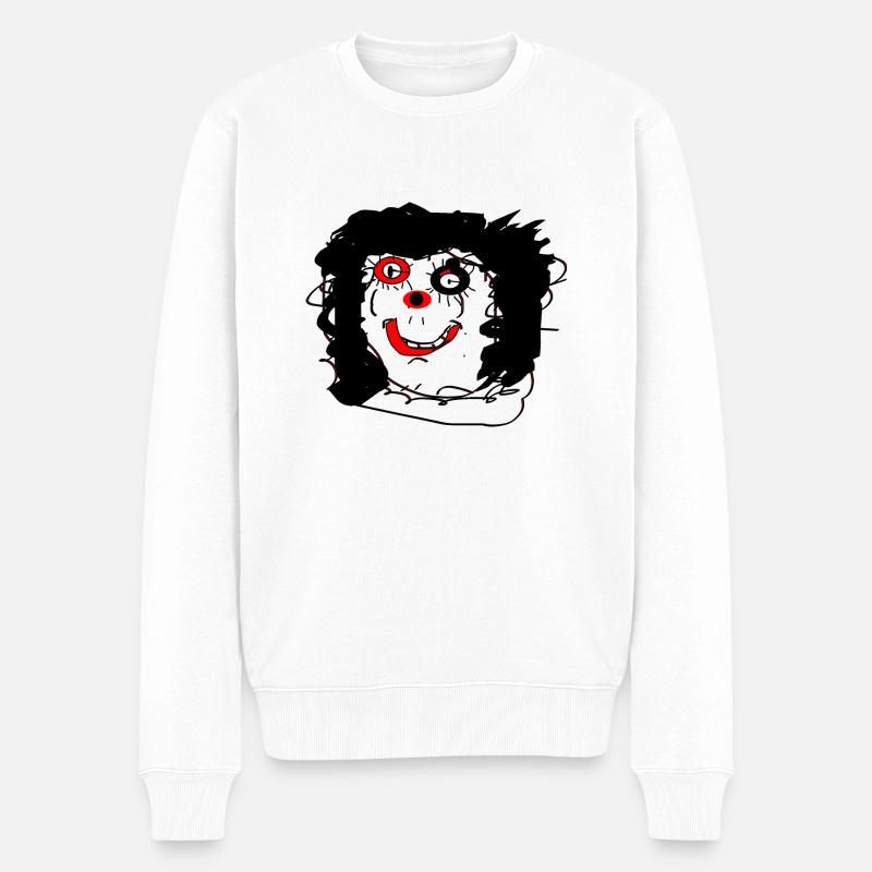 Grinsendes Monster - Männer Premium Bio Pullover - Weiß