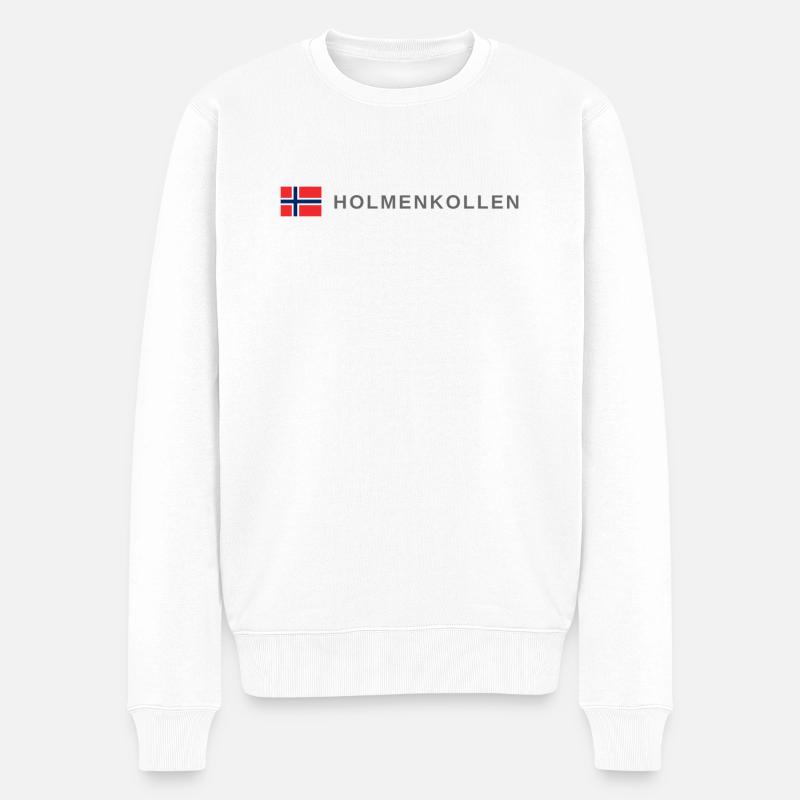 Holmenkollen Norwegen - Männer Premium Bio Pullover - Weiß