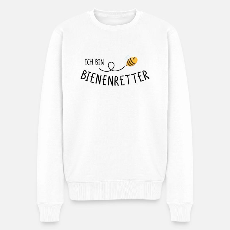 Ich bin Bienenretter - Männer Premium Bio Pullover - Weiß