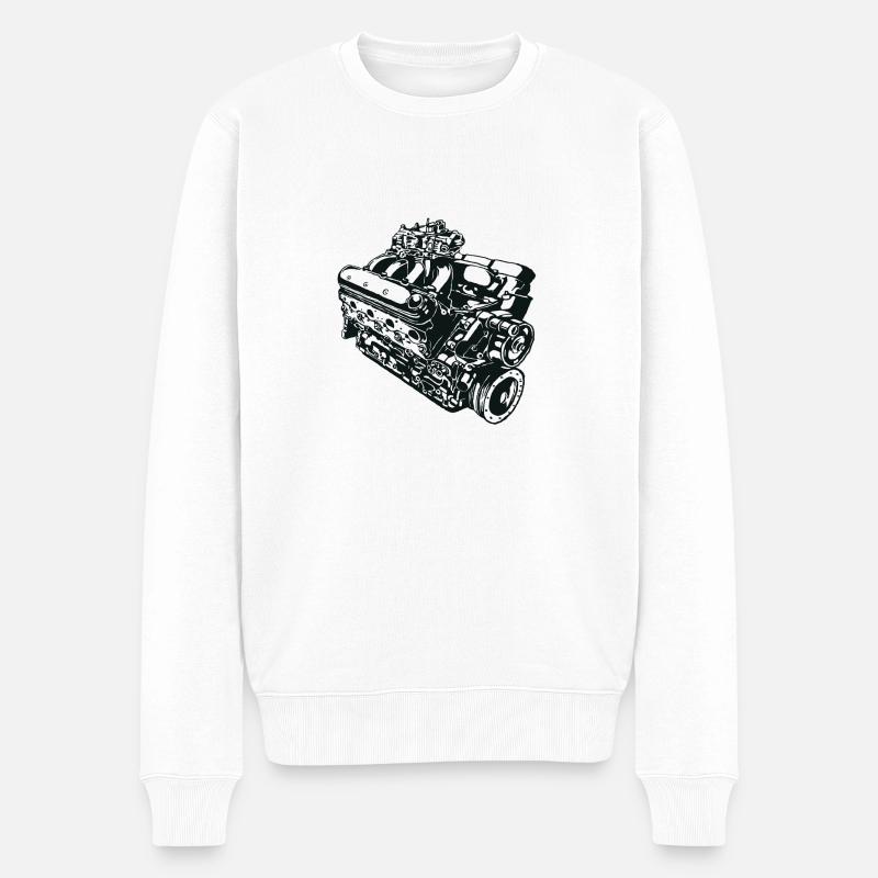 Maschinen-Illustration - Männer Premium Bio Pullover - Weiß