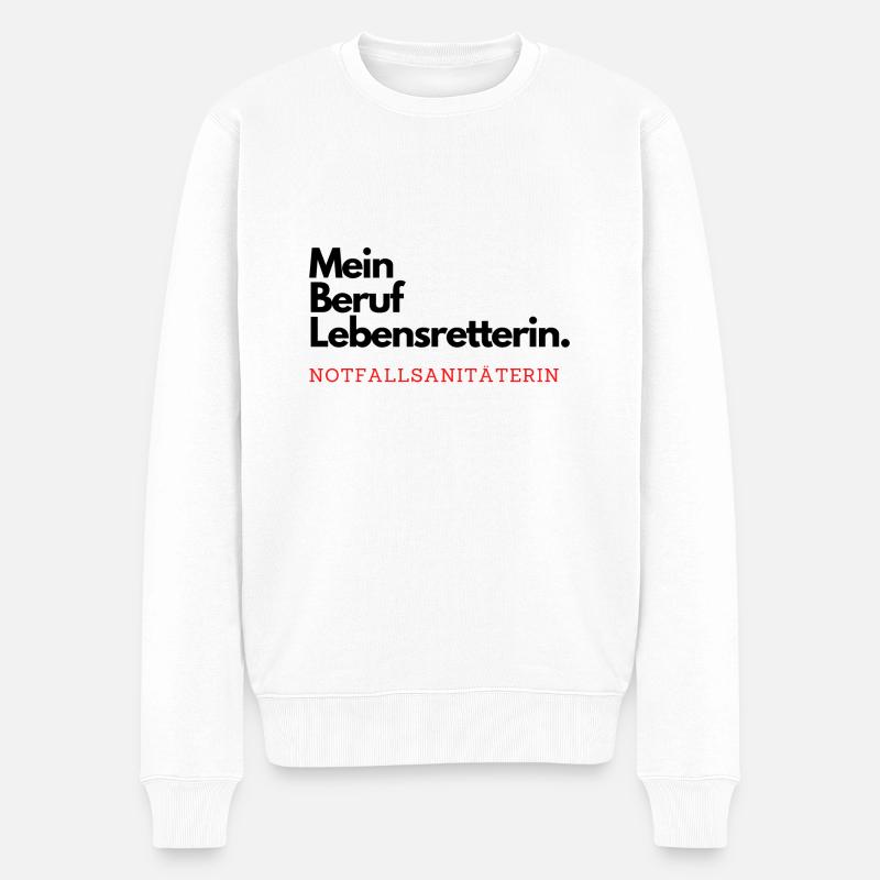 Mein Beruf Lebensretterin. Notfallsanitäterin. - Männer Premium Bio Pullover - Weiß