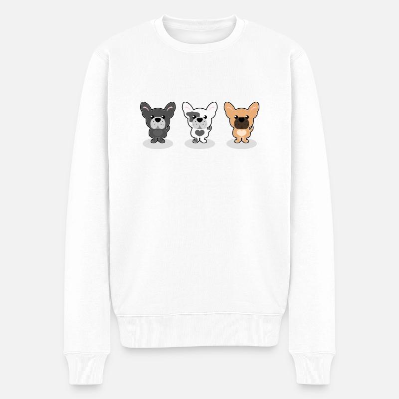 Frenchies - Männer Premium Bio Pullover - Weiß