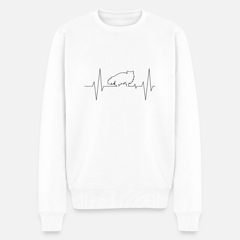 Katze - Männer Premium Bio Pullover - Weiß