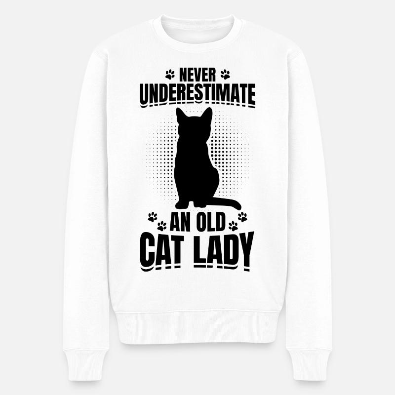 Katze Oma - Männer Premium Bio Pullover - Weiß