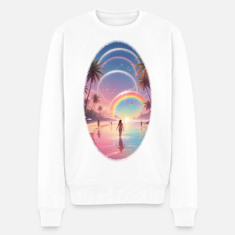 Pastel Beach Rêve arc-en-ciel - Pull Premium bio Homme - blanc