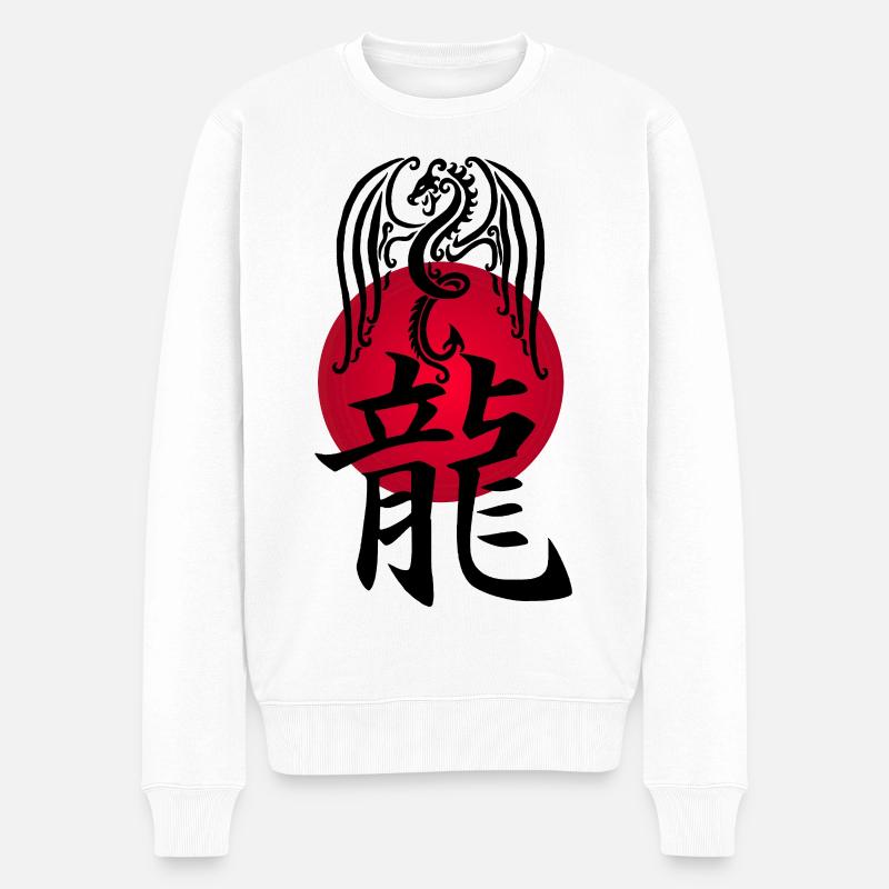 Schwarzer Drache von Japan - Männer Premium Bio Pullover - Weiß