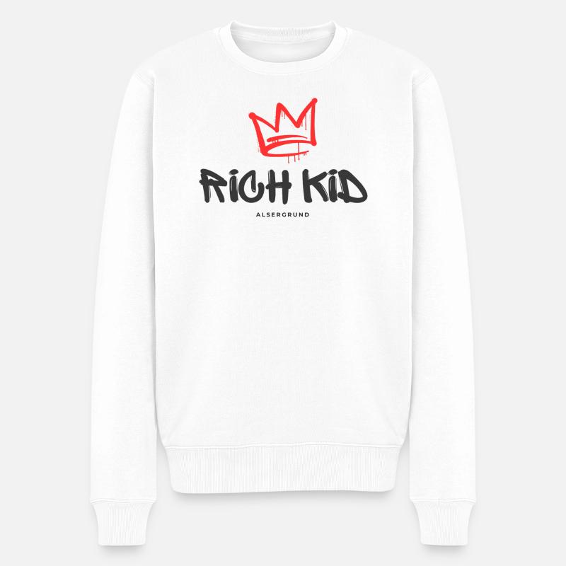 Rich Kid Alsergrund - Männer Premium Bio Pullover - Weiß