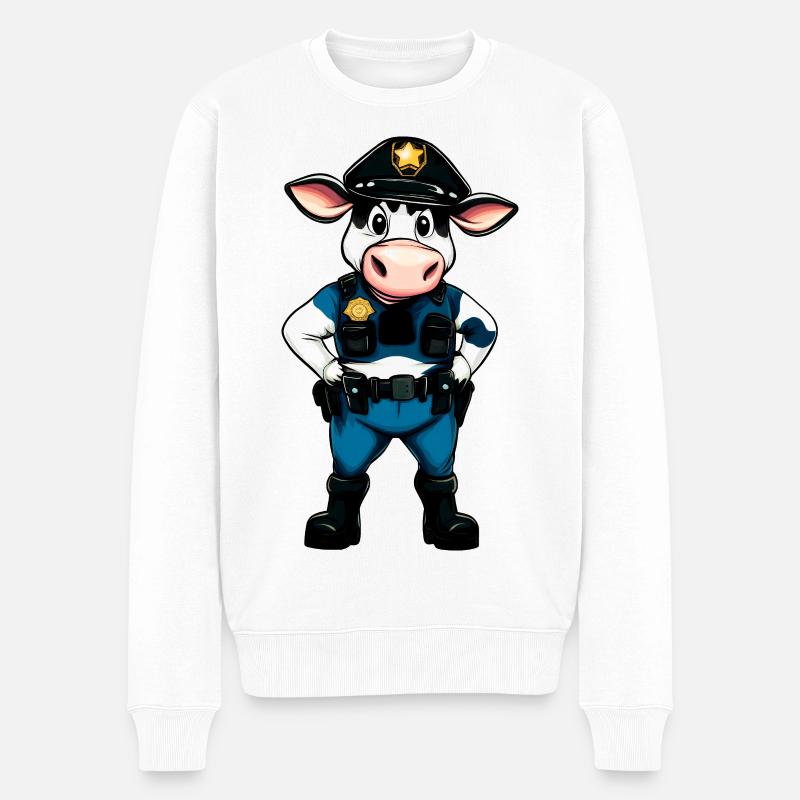 Vache policière - Pull Premium bio Homme - blanc
