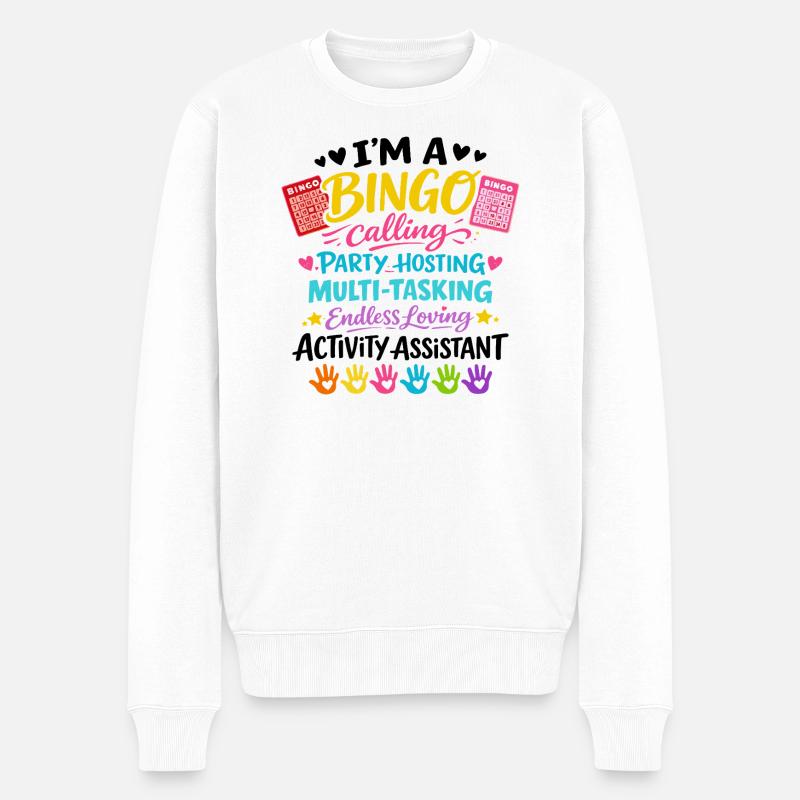 Assistant d'Animation Bingo Activités Cadeau - Pull Premium bio Homme - blanc