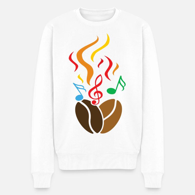 Kaffeebohnen mit Noten - Männer Premium Bio Pullover - Weiß