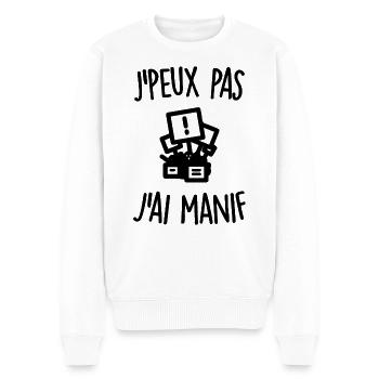J'peux pas j'ai manif - Pull Premium bio Homme - blanc - Devant - Thijin (182cm)
