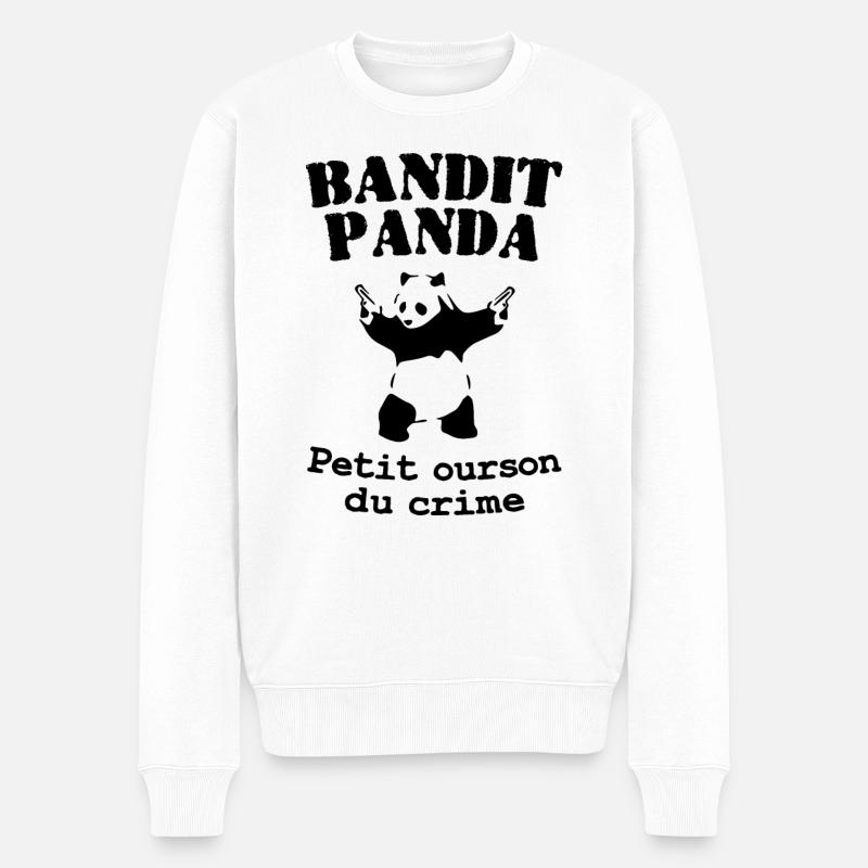 Bandit panda - Pull Premium bio Homme - blanc