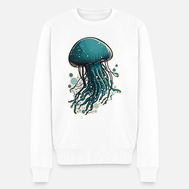 Eine Qualle - Männer Premium Bio Pullover - Weiß