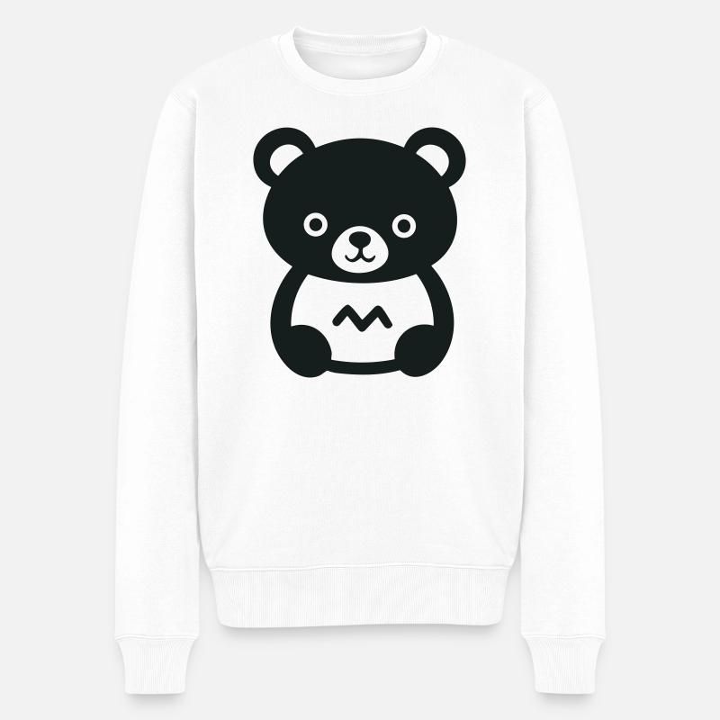 Bärenjunges - Männer Premium Bio Pullover - Weiß
