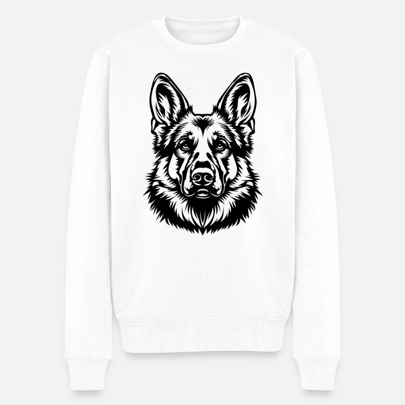 Schäferhund Hund Hundekopf - Männer Premium Bio Pullover - Weiß