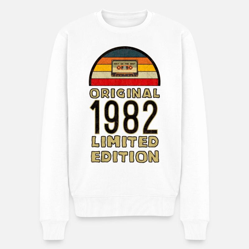 1982 Vintage Jahrgang Geburtstag Retro Geschenk - Männer Premium Bio Pullover - Weiß